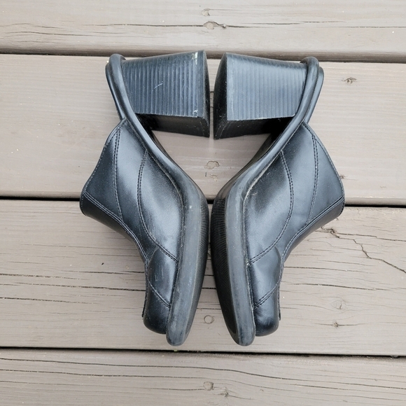 Vintage 90s y2k Bratz Black Vegan Faux Leather Super Chunky Square Toe Mules 7.5 - Picture 3 of 9